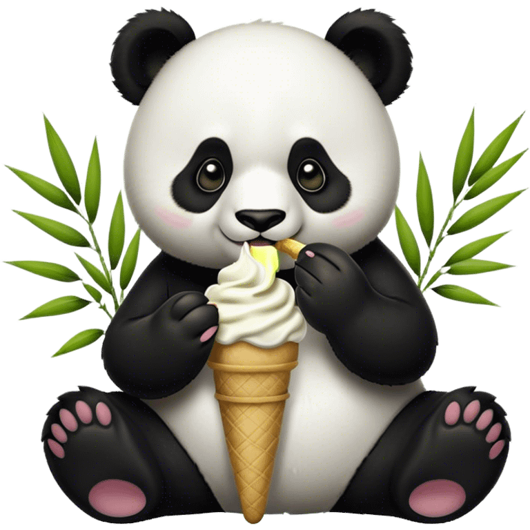 Panda eating ice cream emoji