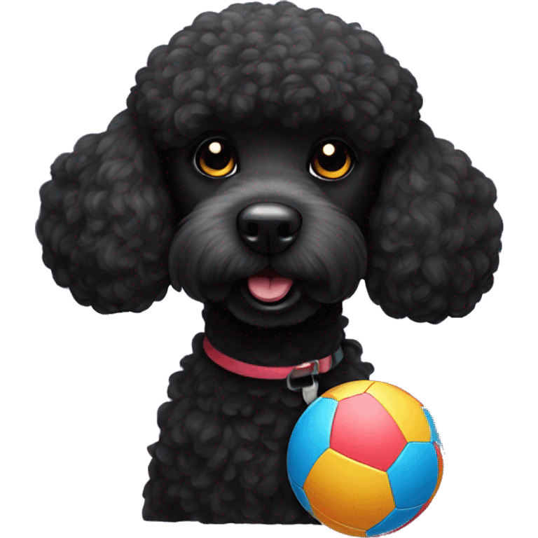 Black poodle with ball  emoji