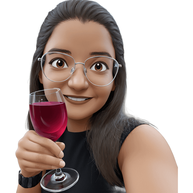 smiling girl holding wine glass emoji