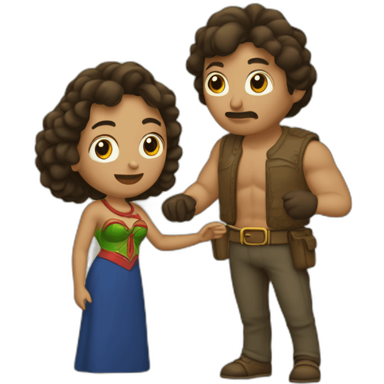 cacique y esposa, tomados de la mano emoji