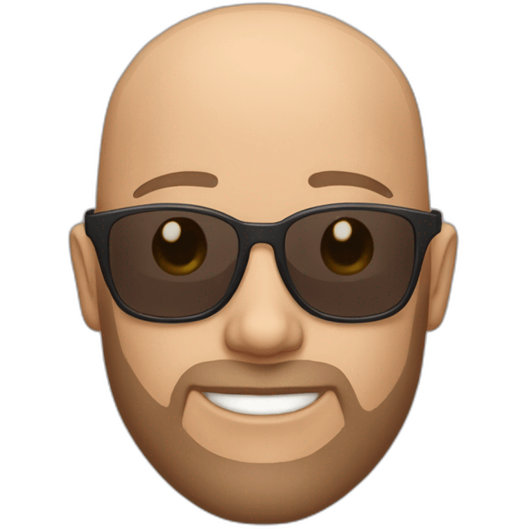 bald man wearing shades and has trimmed beard with normal colored skin emoji