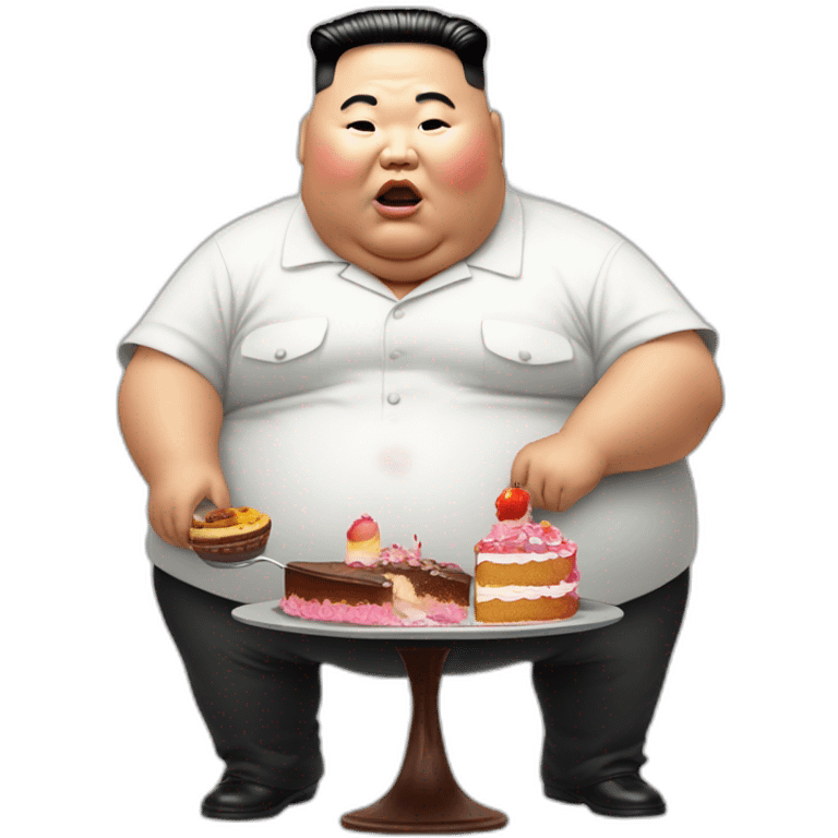 Kim jung un morbidly obese eating cake emoji