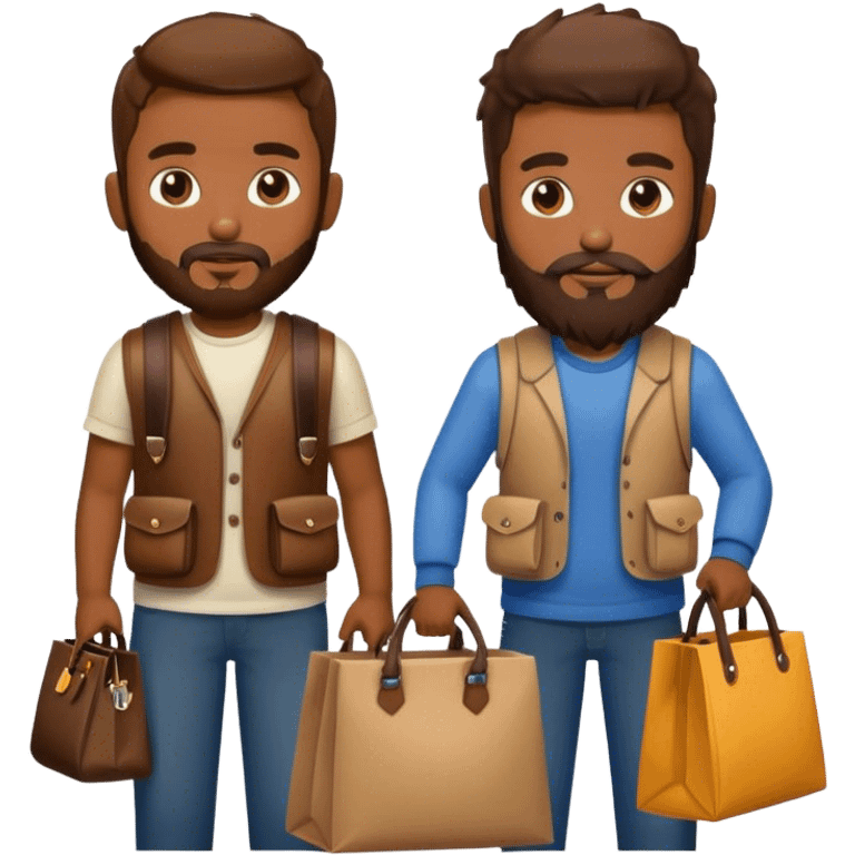 two boys with bag and beards emoji