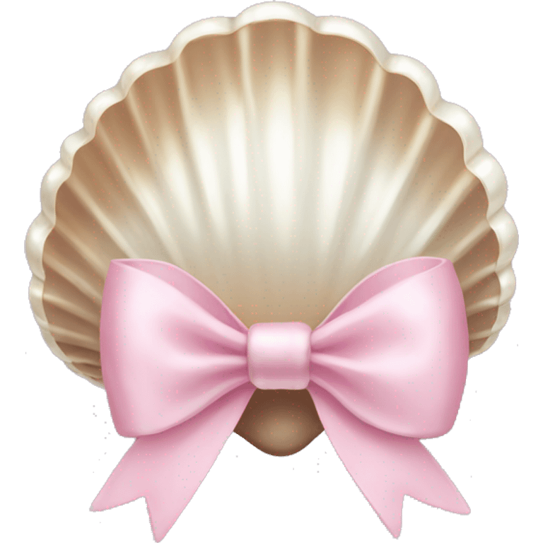 Pearl shell and light pink bow emoji