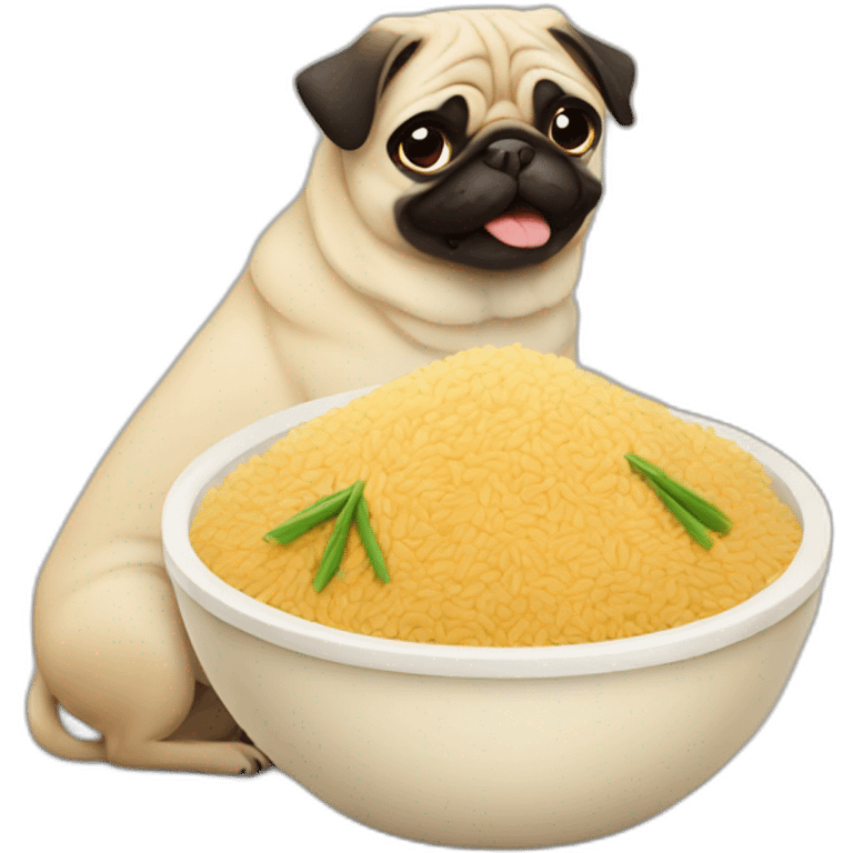 Pug eating rice emoji