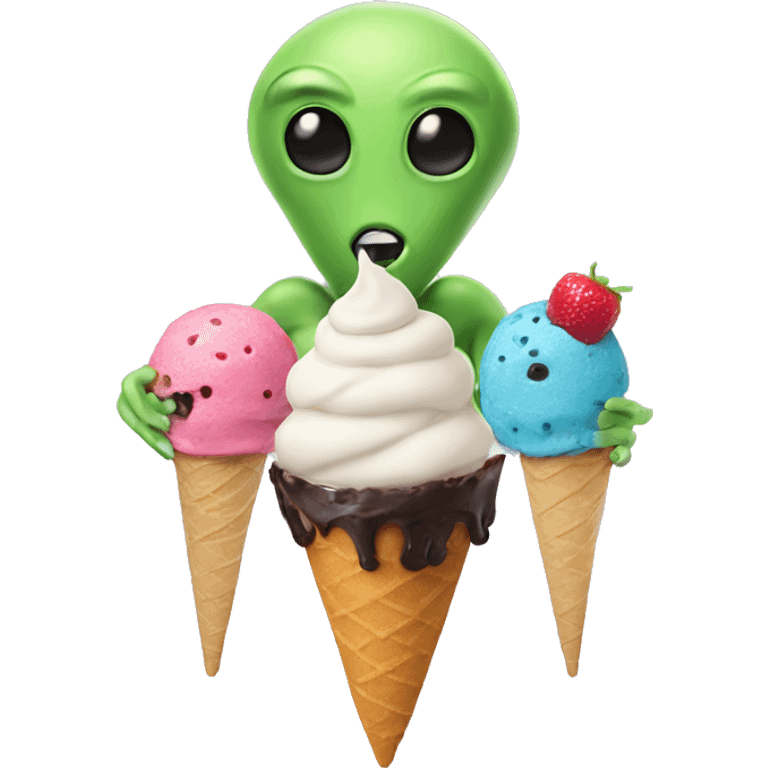 Alien Cake and ice cream emoji