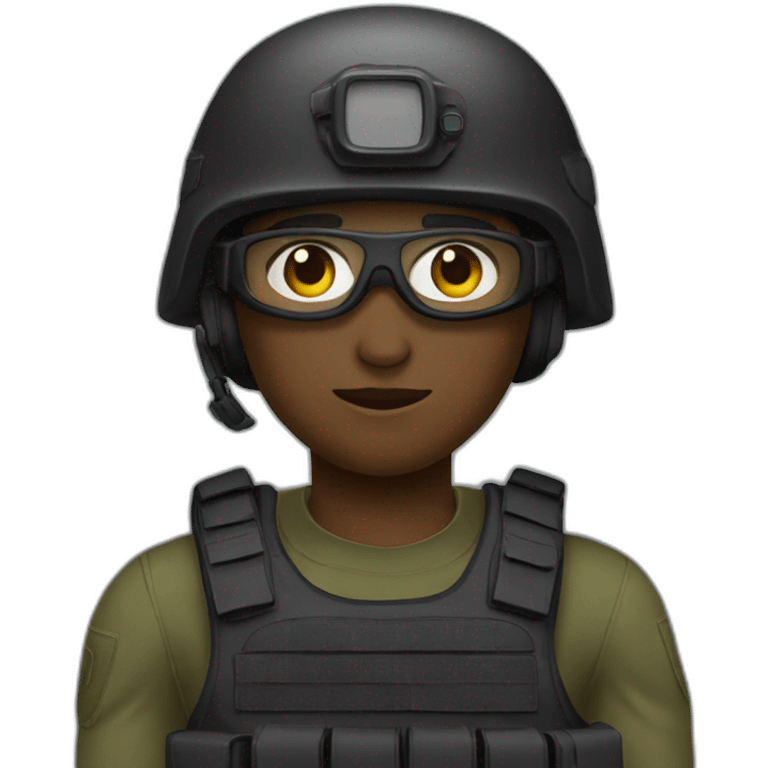 Military operator dressed in black with a helmet emoji