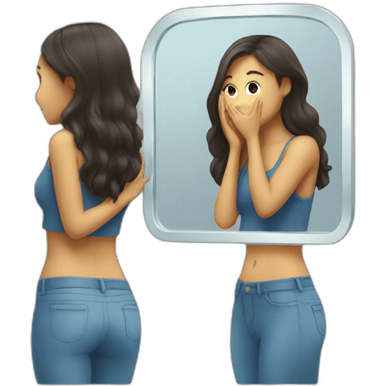 girl hugging mirror reflection emoji