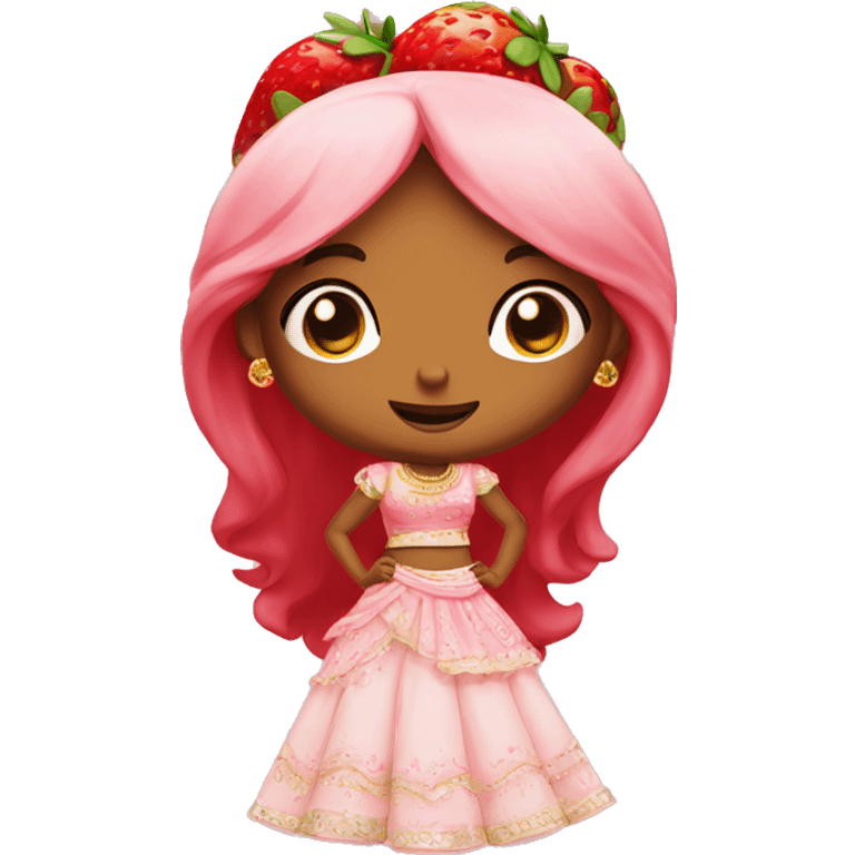 strawberry shortcake in a lehenga  emoji