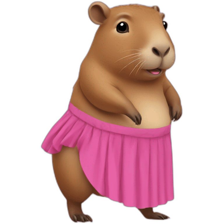 Capybara dressed in a pink skirt emoji