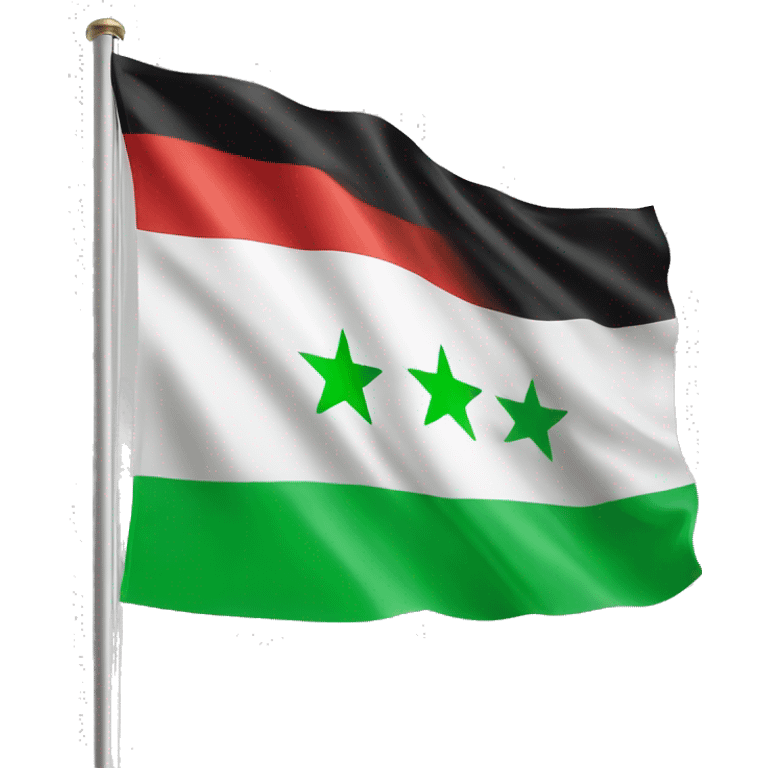 New syrian flag with green on the top, white in the middle with 3 red stars, and black at the bottom emoji