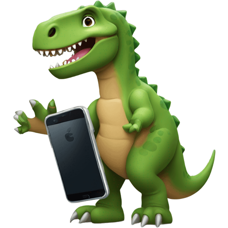 A dinosaur with a phone ￼ emoji