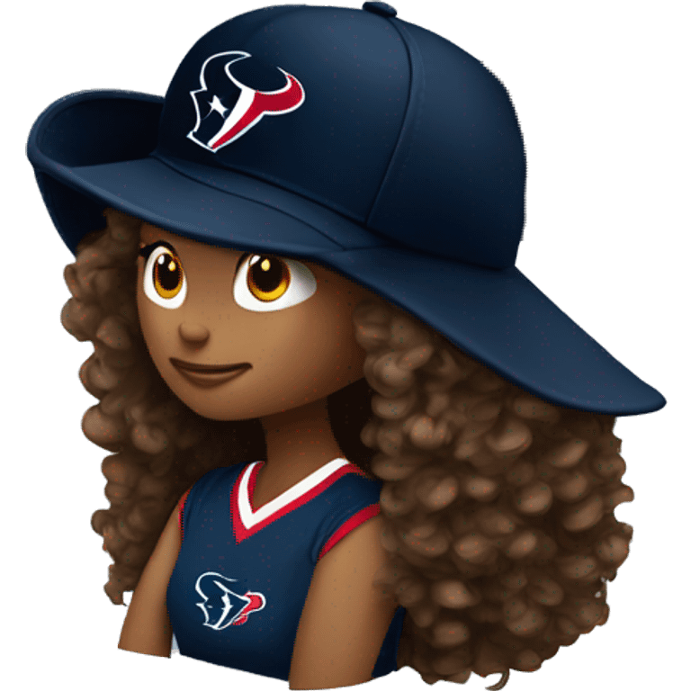 HOUSTON TEXANS hat woman with long curly hair  emoji