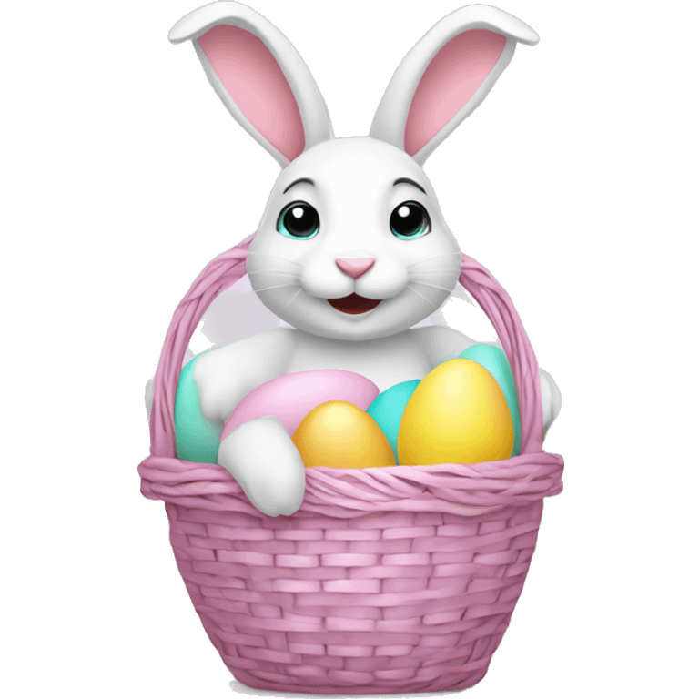 easter bunny with egg light pink basket emoji