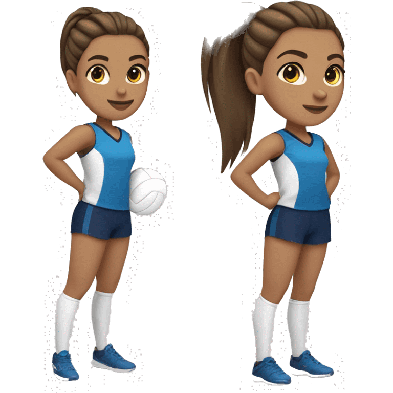 volleyball setter girl with slick back pony tail brown hair tanish skin  emoji