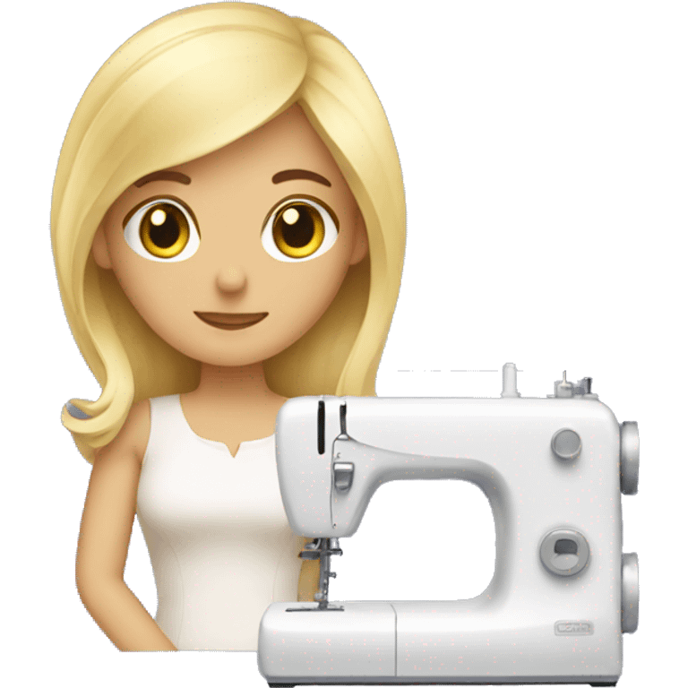 Blonde and sewing machine emoji