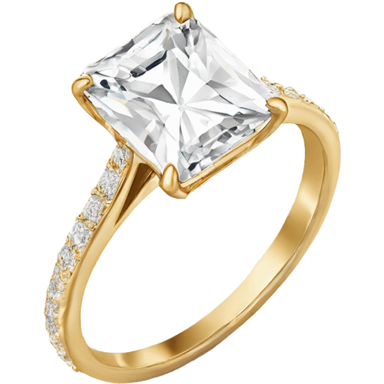 radiant cut solitaire gold engagement ring emoji