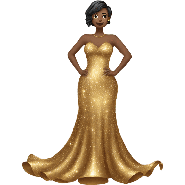 gold sparkly extravagant dress emoji