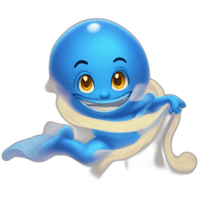 Blue genie floating ghost from Aladdin  emoji