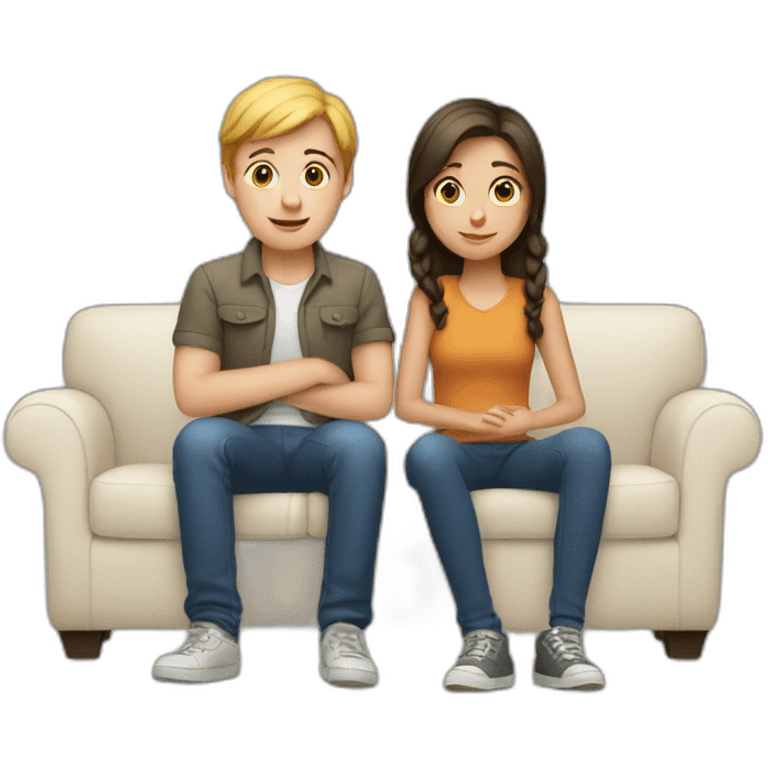 White boy and girl with Beale Sit on couch emoji