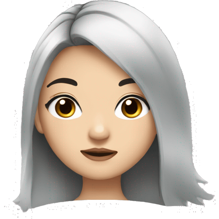 asian girl with black hair and lashes emoji