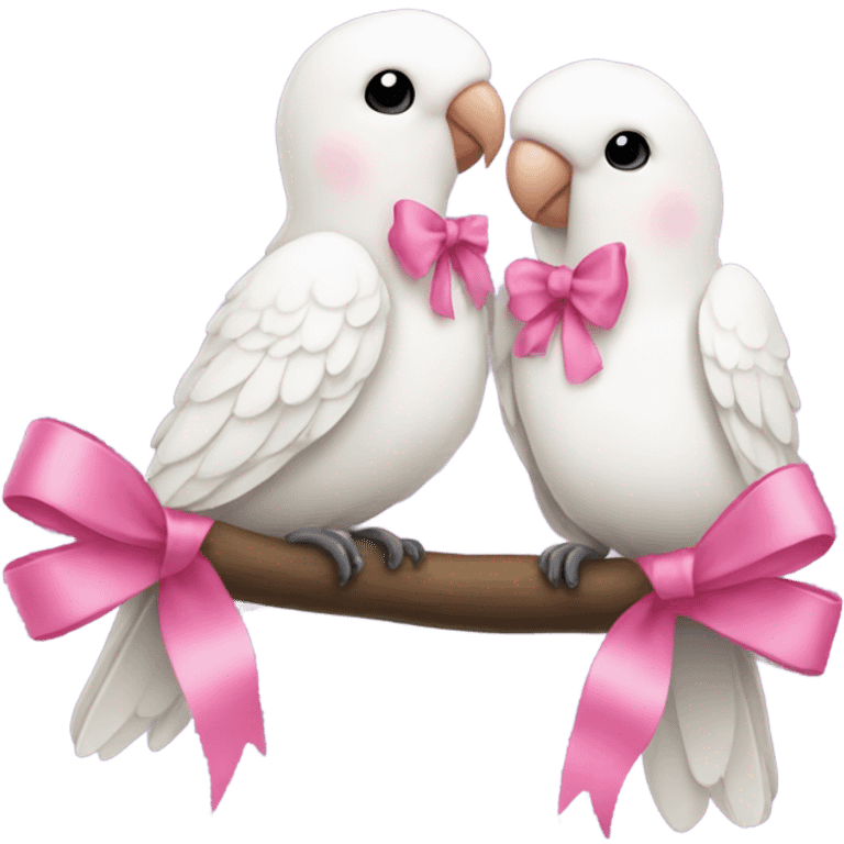 White love birds doves pink bows emoji