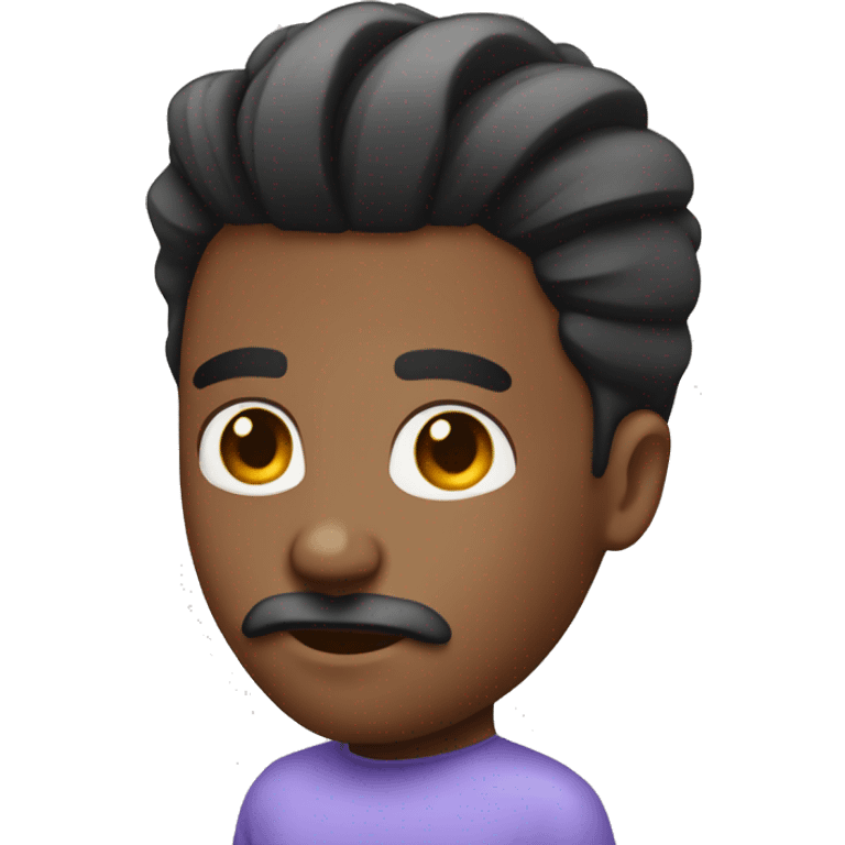 Black male with a taper fade man bun and a mustache and goatee  emoji