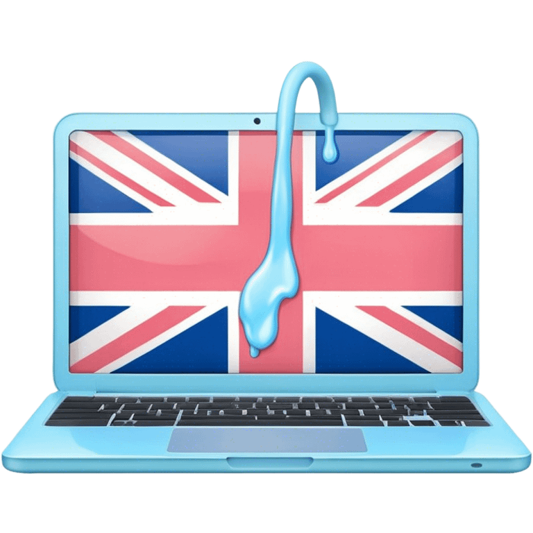 pastel melted laptop on the screen British flag emoji