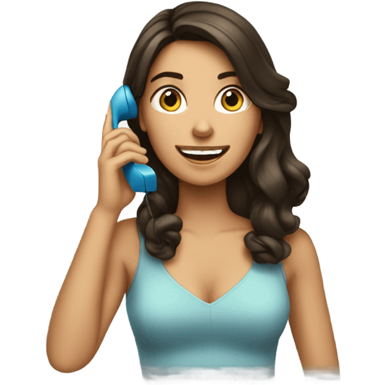 Brunette girl on phone emoji