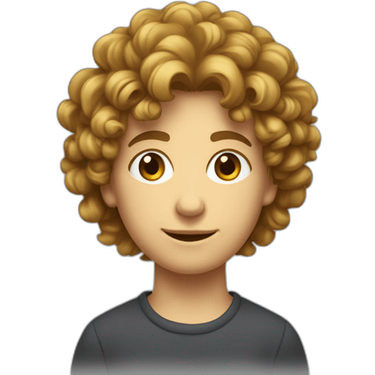 jeune garçon avec une tête au carré et un peu de cheveux bouclés  emoji