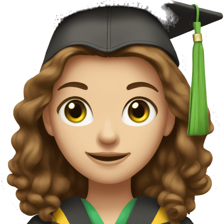 Graduate girl Brown medium long hair green eyes emoji