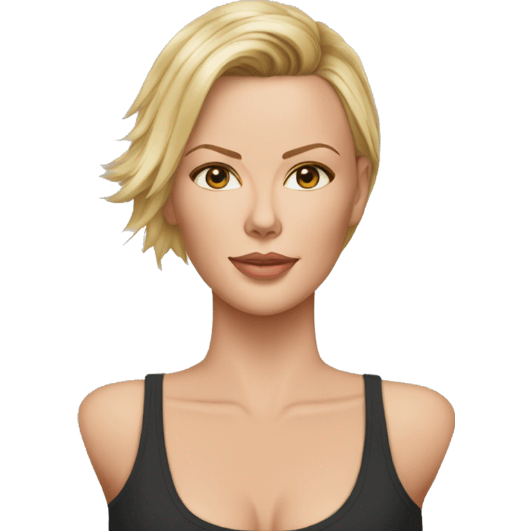 super realistic face of charlize theron wearing tank top emoji