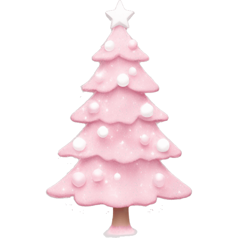 Pastel Pink Christmas tree with pink lights and white ornaments  emoji