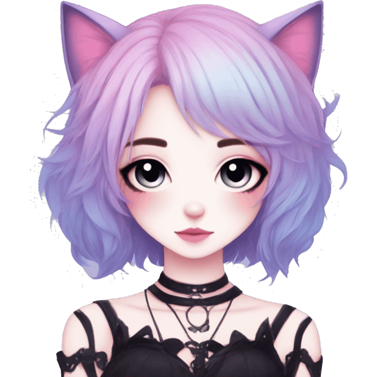 Gorgeous Cute Gothic Edgy Pastel Gradient Beautiful Anime Emo CatLady emoji