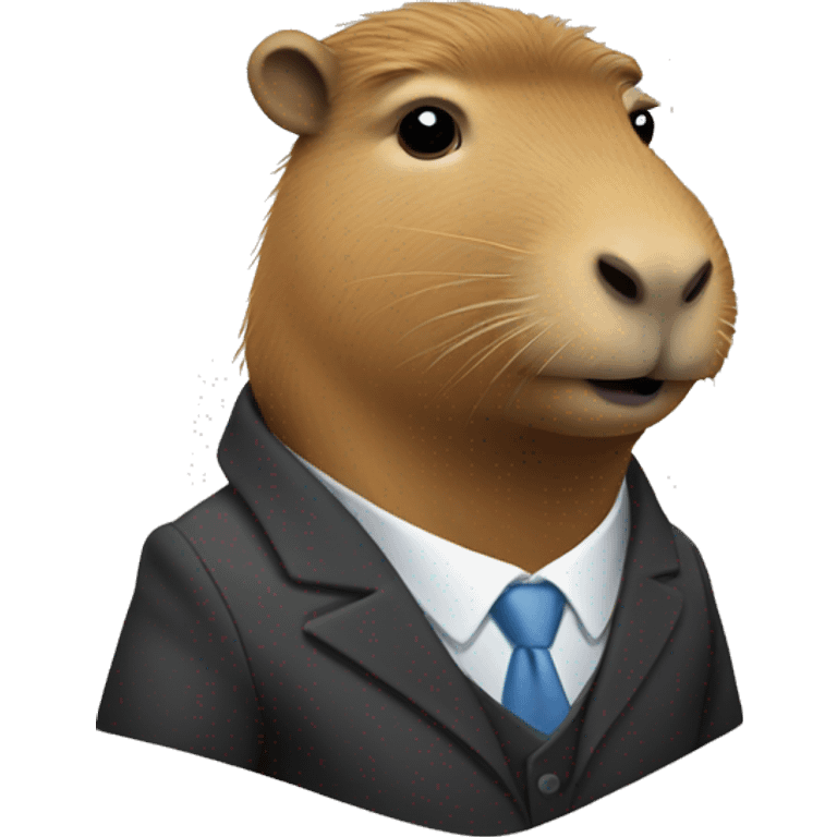 serious capybara at work, wearing a suit emoji