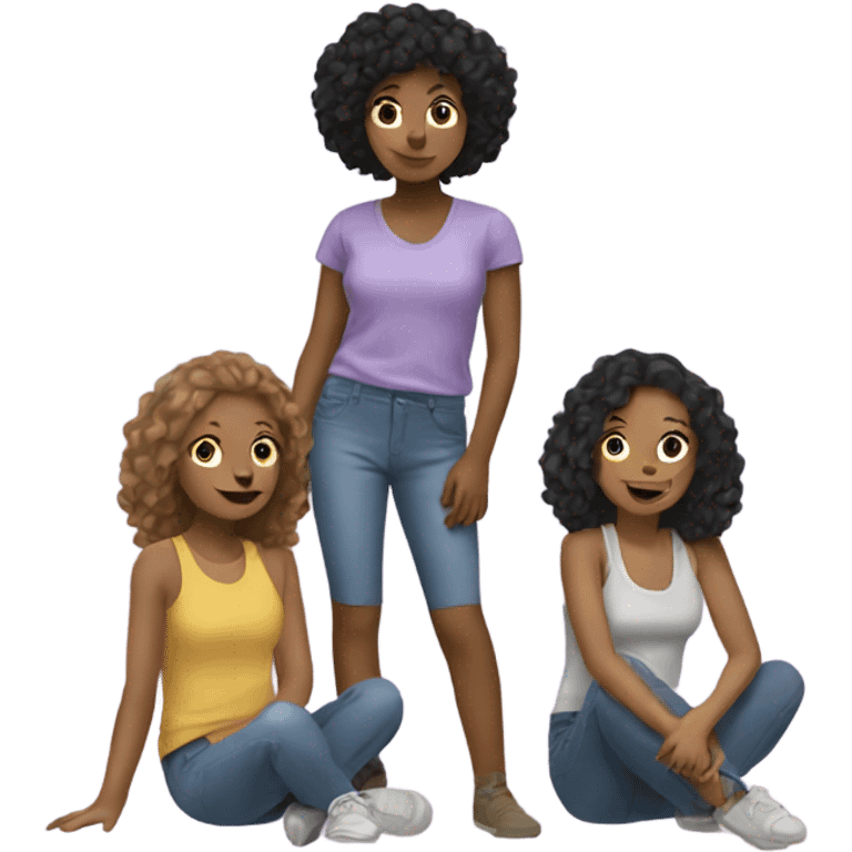 Three girls hanging out emoji