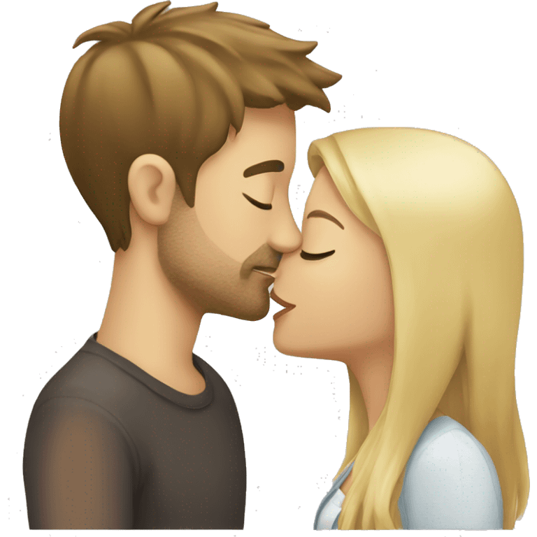 blonde girl kissing brunette guy emoji