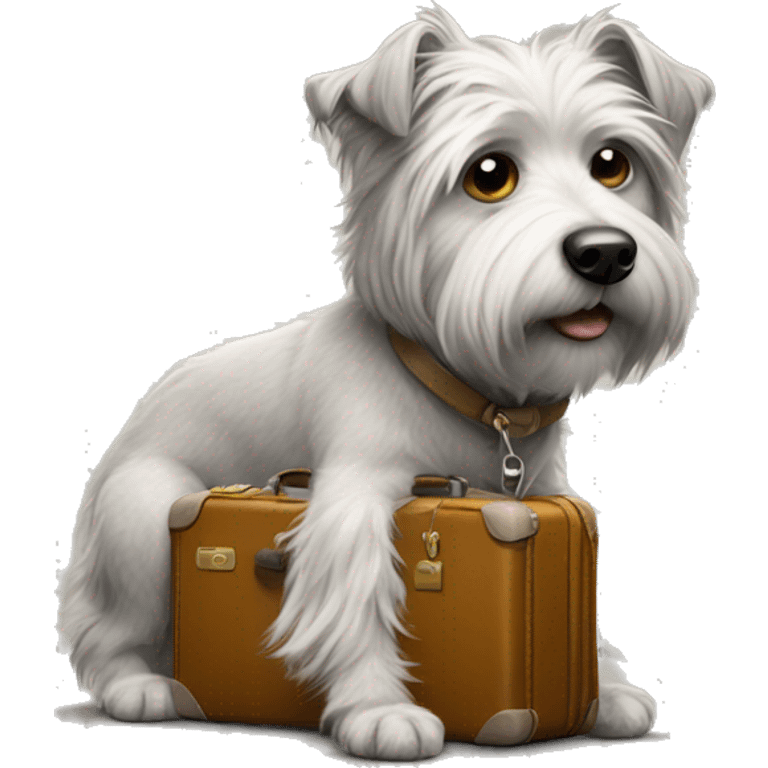 Sketch of Short scruffy dog with suitcase  emoji