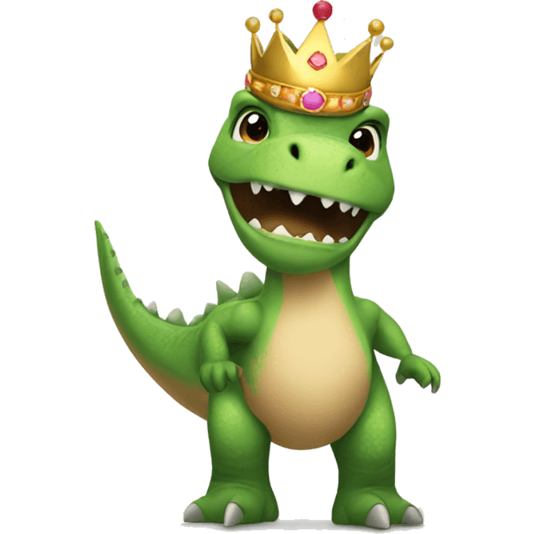 Dinosaur with a tutu and a crown and a wand emoji