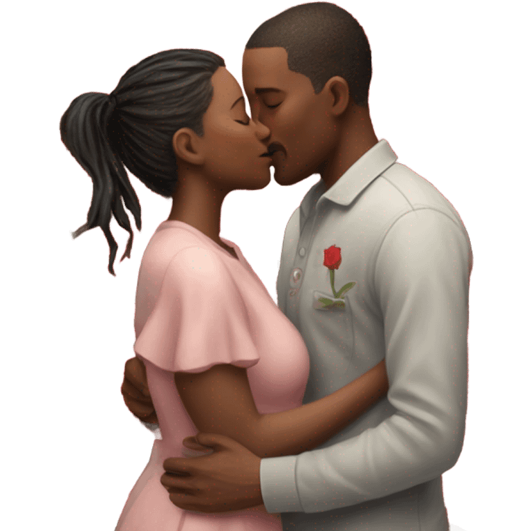 Hyper Realistic Couple kissing surrounded by roses and butterflies  emoji