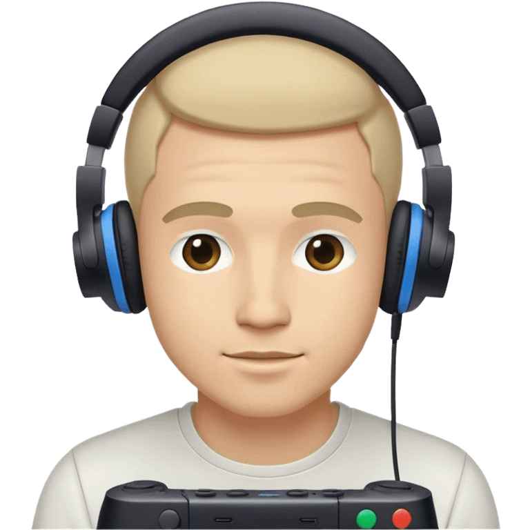 Muchacho guapo con audífonos jugando playstation emoji