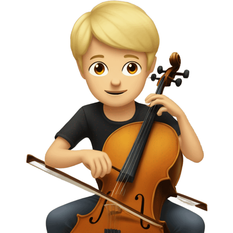 Blonde boy with very short hair playing cello  emoji