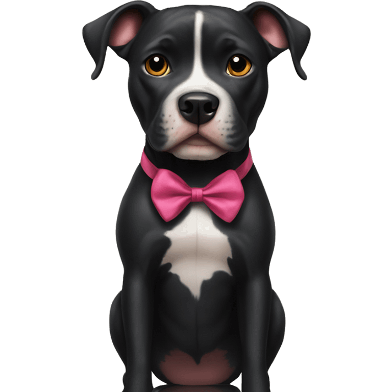 black pitbull with a bow emoji