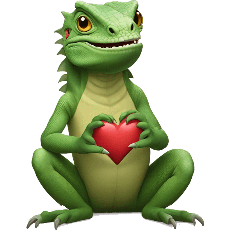 iguana making heart hands emoji