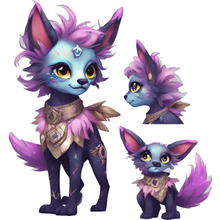 cute Kawaii edgy fantasy animal sparkle fursona Fionbri creature by griffsnuff & LiLaiRa & Falvie full body emoji