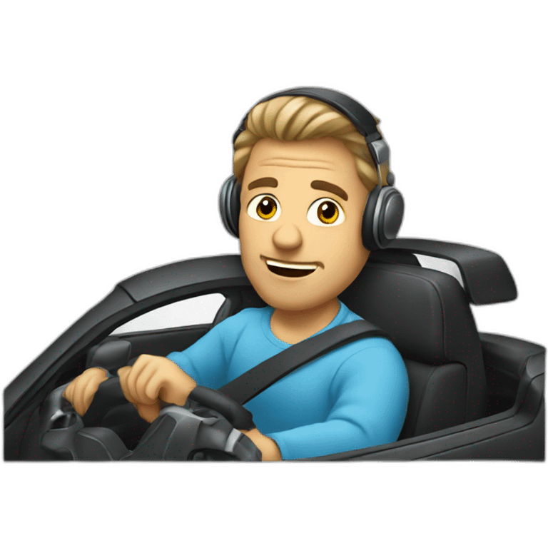 a man driving a car and listening to music emoji