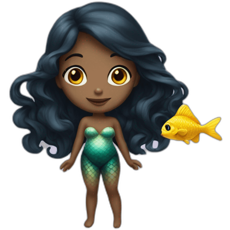 little-mermaid poisson noir girl emoji