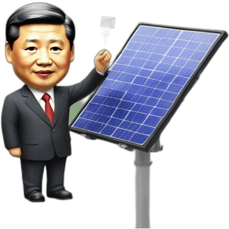 Xi Jinping holds a solar panel emoji