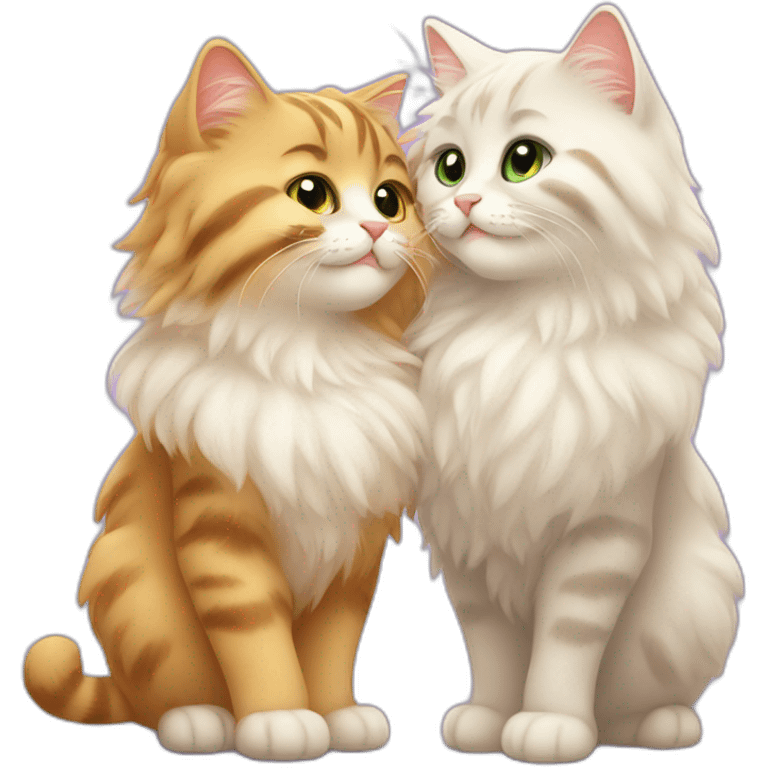 fluffy cats in love kiss emoji