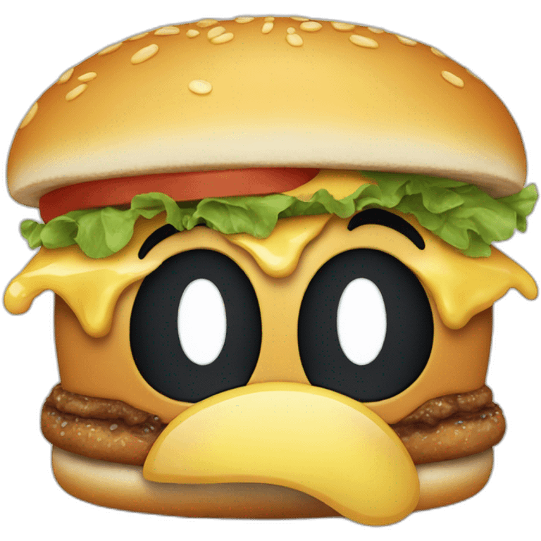 Mickey Mouse crying with a hamburger emoji